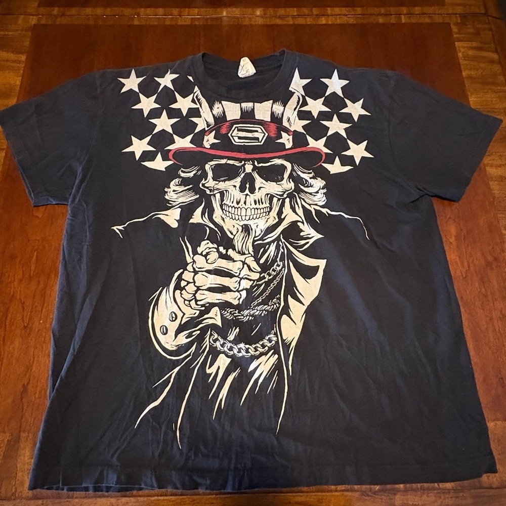 Shift Skull Uncle Sam Graphic T Shirt XXL Black Patriotic Streetwear Tee